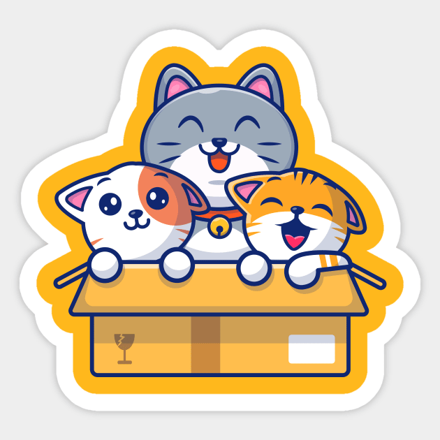 Cute Cat Playing In The Box Cartoon Sticker by Catalyst Labs